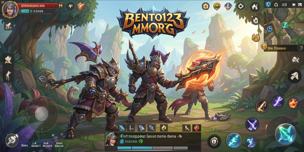Screenshot gameplay MMORPG BENTO123 menampilkan karakter dalam aksi petualangan.