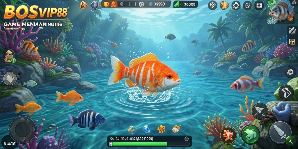 Screenshot menampilkan gameplay seru memancing di BOSVIP88.