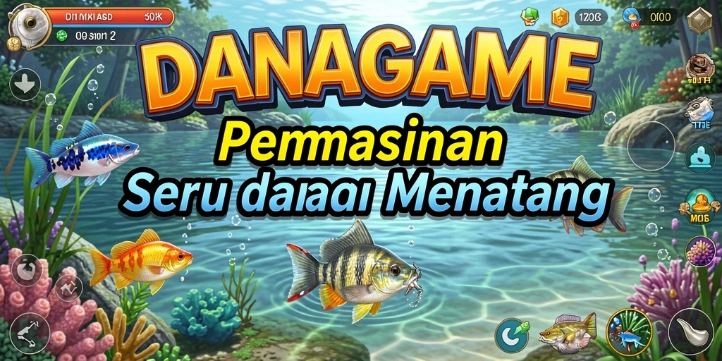 Tampilan gameplay yang memperlihatkan momen menangkap ikan besar.