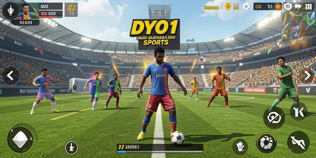 Tampilan screenshot DYO1 menunjukkan aksi seru dalam permainan olahraga.