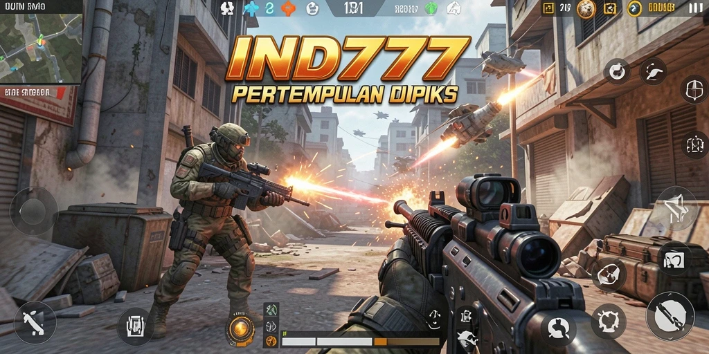 Tampilan gameplay IND777 dengan aksi menegangkan di medan perang.