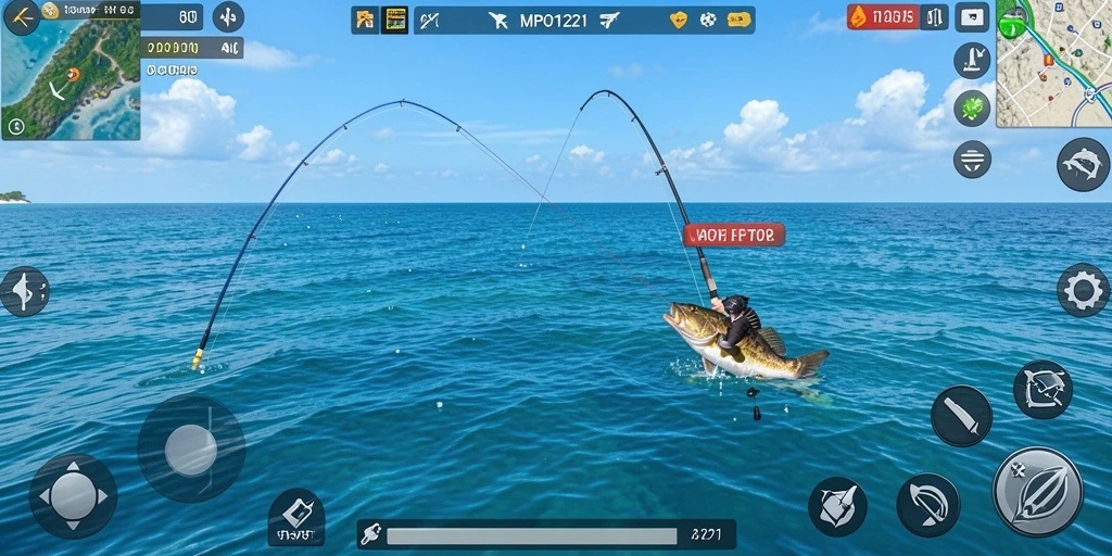 Tampilan gameplay seru dalam MPO1221 dengan aksi memancing yang mendebarkan.