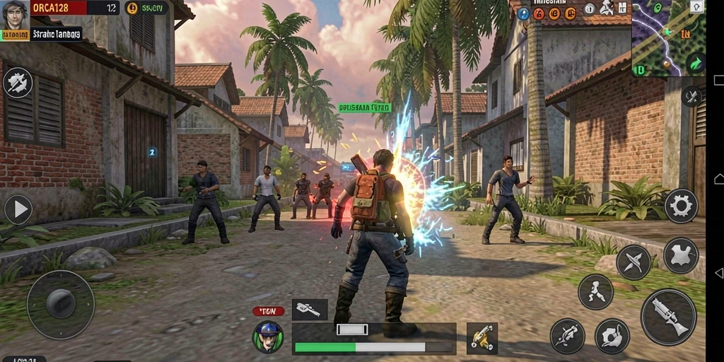 Screenshot gameplay ORCA128 menampilkan aksi pertempuran strategis yang seru.