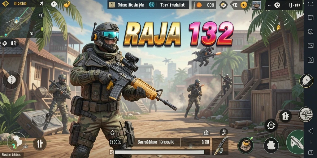 Screenshot gameplay RAJA132 menampilkan aksi seru dalam pertempuran Battle Royale.