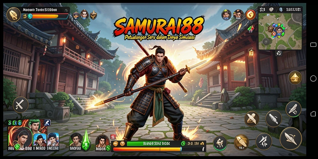 Screenshot utama SAMURAI88 menampilkan aksi samurai yang mendebarkan.