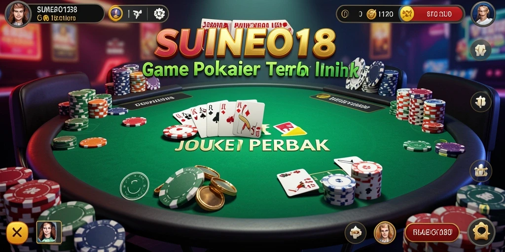 Tampilan gameplay menegangkan dari SUNEO138 saat bermain poker.